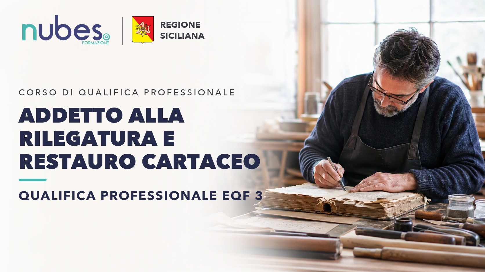 Corso di Addetto alla rilegatura e restauro cartaceo – Nubes Formazione e Regione Siciliana